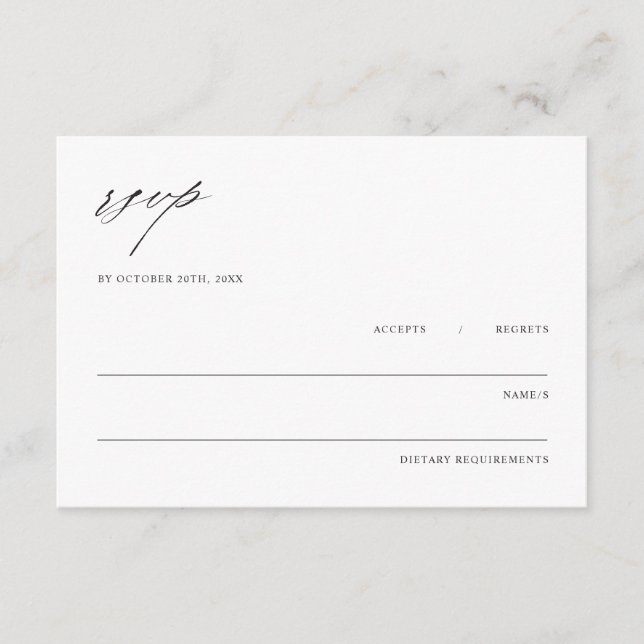 Minimalist Elegant Wedding Enclosure RSVP Card (Front)