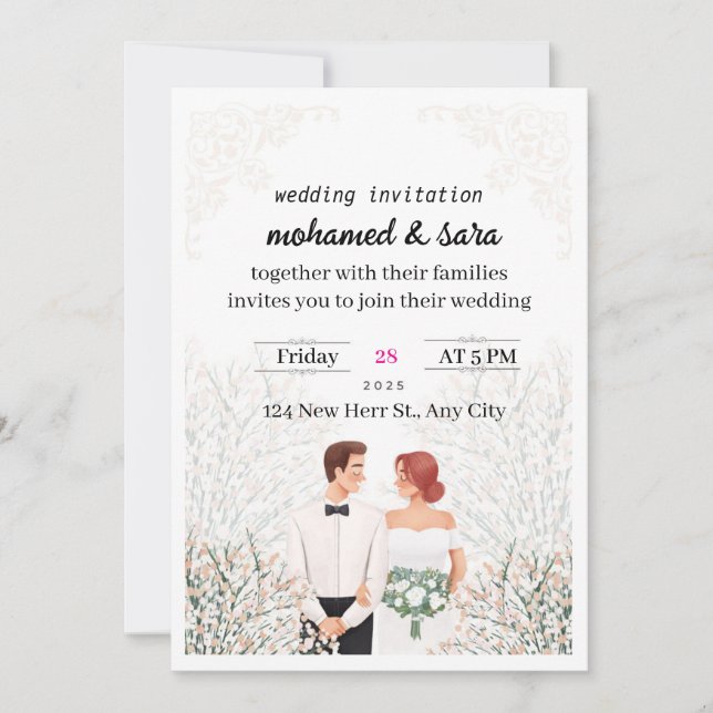 Minimalist Elegant Wedding Invitation & RSVP (Front)