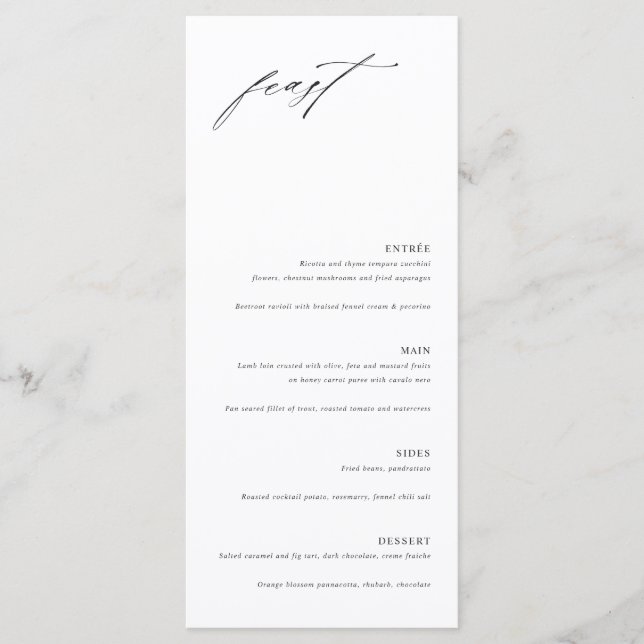 Minimalist Elegant Wedding Menu Card (Front)