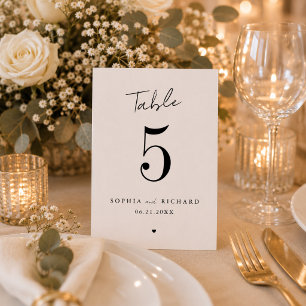 Minimalist Elegant Wedding Table Number Card