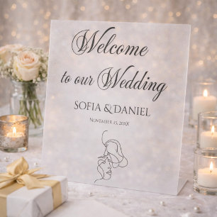 Minimalist Elegant Welcome to Our Wedding Pedestal Sign