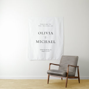 Minimalist Elegant Welcome Wedding  Tapestry