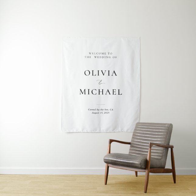 Minimalist Elegant Welcome Wedding  Tapestry (In Situ)