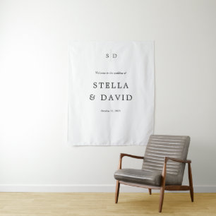 Minimalist Elegant Welcome Wedding Tapestry