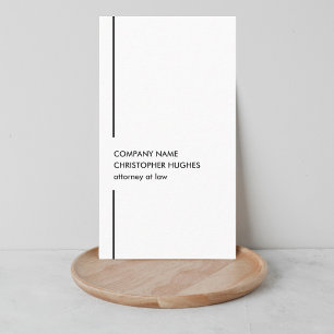 Minimalist Elegant White Black Line Attorney Business Card