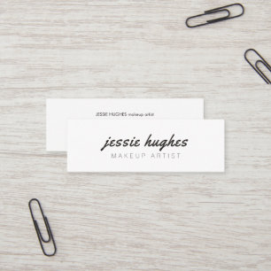 Minimalist Elegant White Black Makeup Artist Mini Business Card