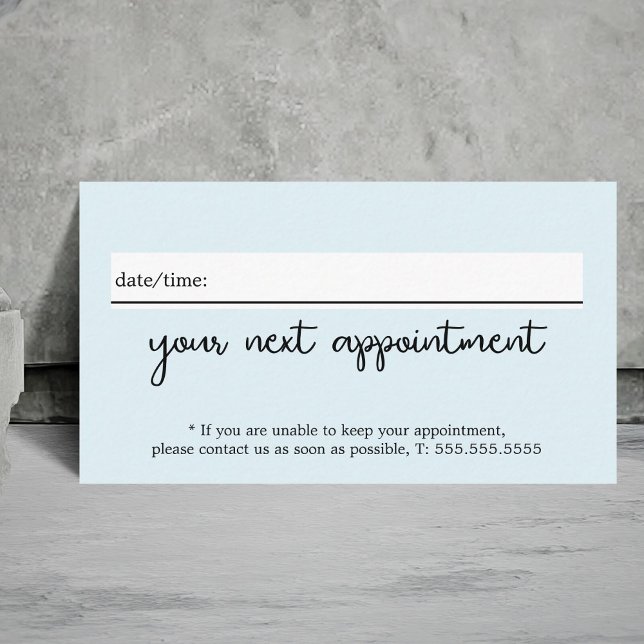 Minimalist Elegant White Blue Beauty  Appointment Card (Creator Uploaded)