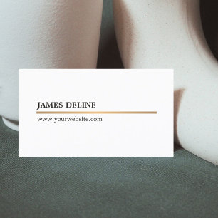 Minimalist Elegant White Copper Line Attorney Business Card