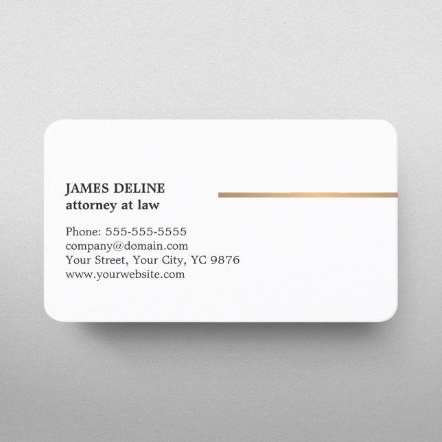 Minimalist Elegant White Copper Line Attorney Business Card (Creator Uploaded)