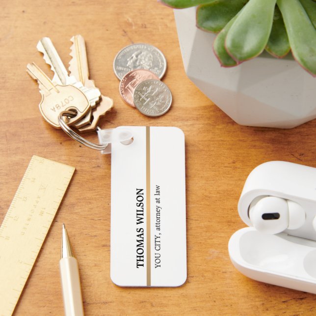 Minimalist Elegant White Copper Line Attorney Key Ring (Desk)