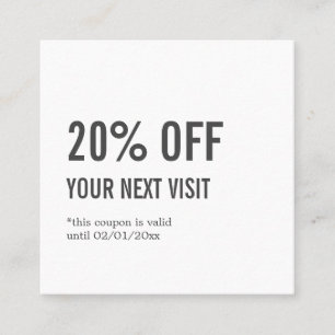 Minimalist Elegant White Discount Card
