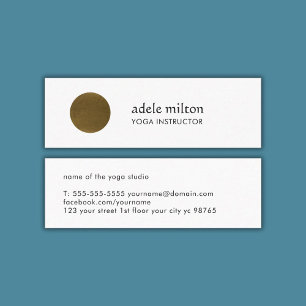 Minimalist Elegant White Faux Copper Circle Yoga Mini Business Card