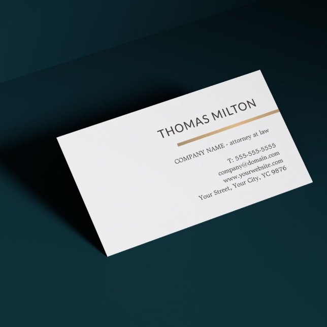 Minimalist Elegant White Faux Copper Line Attorney Business Card (Creator Uploaded)
