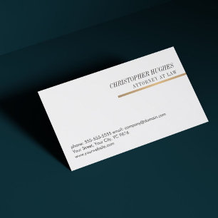 Minimalist Elegant White Faux Copper Line Attorney Business Card