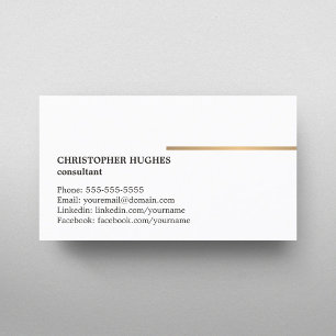 Minimalist Elegant White Faux Copper Line Attorney Business Card