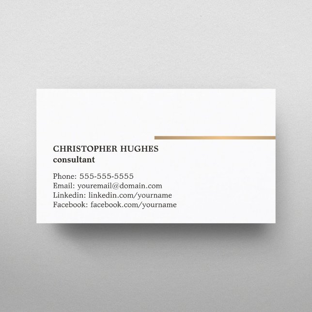 Minimalist Elegant White Faux Copper Line Attorney Business Card (Creator Uploaded)