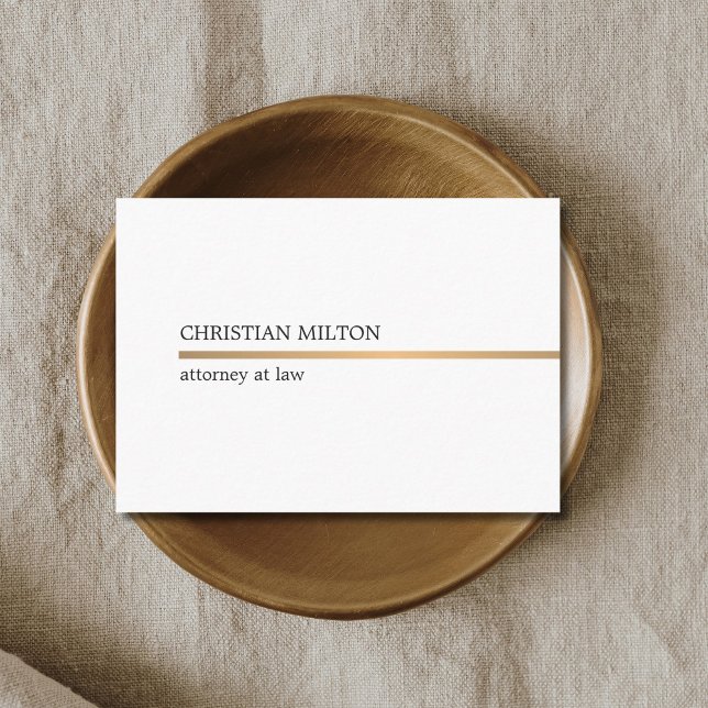 Minimalist Elegant White Faux Gold Line Attorney Business Card (Creator Uploaded)