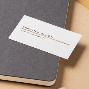 Minimalist Elegant White Faux Gold Line Consultant Business Card