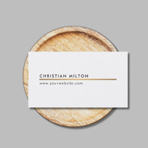 Minimalist Elegant White Faux Gold Line Consultant Business Card