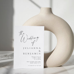 Minimalist Elegant White Modern Script Wedding Invitation