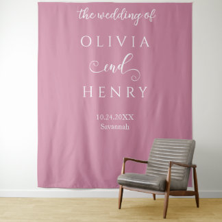 Minimalist Elegant  White  Pink Wedding Banner Tapestry