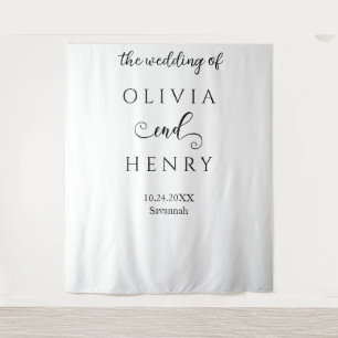 Minimalist Elegant  White  Wedding Banner Tapestry