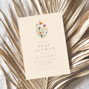 Minimalist Elegant Wildflower Baby Shower Invitation