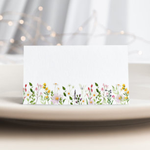 Minimalist elegant wildflowers wedding place cards