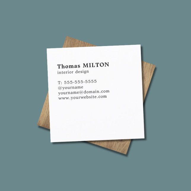 Minimalist Elegant Wooden White Interior Designer Square Business Card (Creator Uploaded)