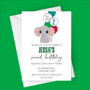 Minimalist Elephant Birthday Party Invitatoin Invitation