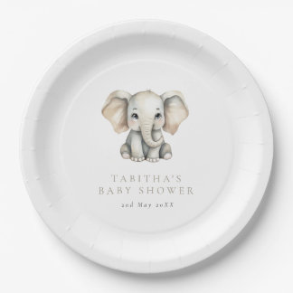 Minimalist Elephant Little Peanut Baby Shower Paper Plate