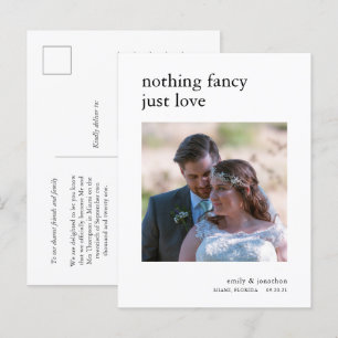 Minimalist elopement Announcement Photo Postcard