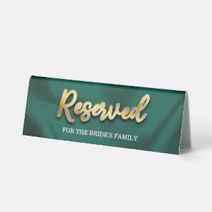 Minimalist Emerald and Gold Wedding Reserved Seat