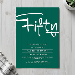 Minimalist Emerald Green Adult 50th Birthday Party Invitation