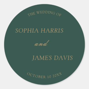 Minimalist Emerald Green Gold Modern Elegant Classic Round Sticker