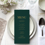 Minimalist Emerald Green Monogram Wedding  Menu<br><div class="desc">Enhance your wedding tablescape with our MinimalistEmerald Green Monogram Wedding Menu Card. Featuring the menu on one side and delicate monograms on the other against a serene emerald green background. This card adds a touch of minimalist elegance to your reception decor.</div>