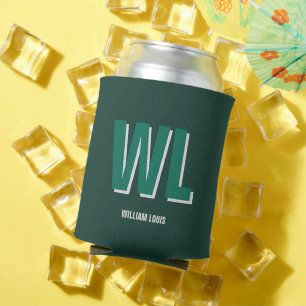 Minimalist Emerald Green Personalized Monogram  Can Cooler