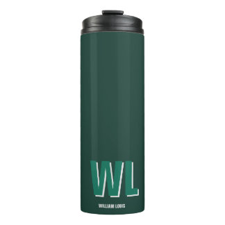 Minimalist Emerald Green Personalized Monogram  Thermal Tumbler