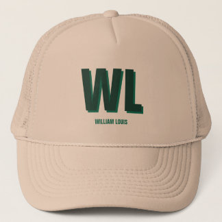 Minimalist Emerald Green Personalized Monogram Trucker Hat