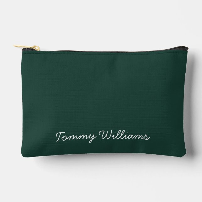 Minimalist Emerald Green Professional Simple Accessory Pouch (Front)
