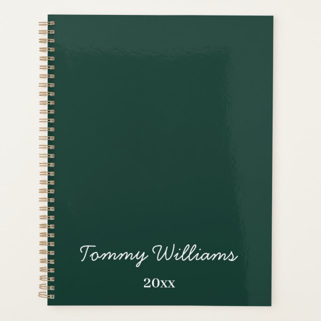 Minimalist Emerald Green Professional Simple Planner (Front)
