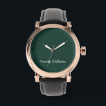 Minimalist Emerald Green Professional Simple Watch<br><div class="desc">These simple,  minimalist can be personalised to include a name or any text of your choice. If you don't want any text and would prefer just a blank,  then you can simply delete the text.</div>