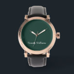 Minimalist Emerald Green Professional Simple Watch<br><div class="desc">These simple,  minimalist can be personalised to include a name or any text of your choice. If you don't want any text and would prefer just a blank,  then you can simply delete the text.</div>