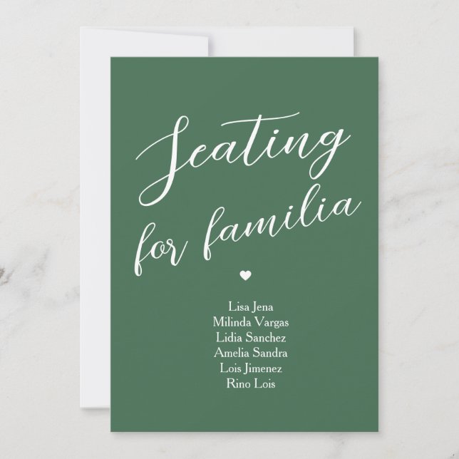 Minimalist  Emerald Green Table Seating Family Invitation (Front)