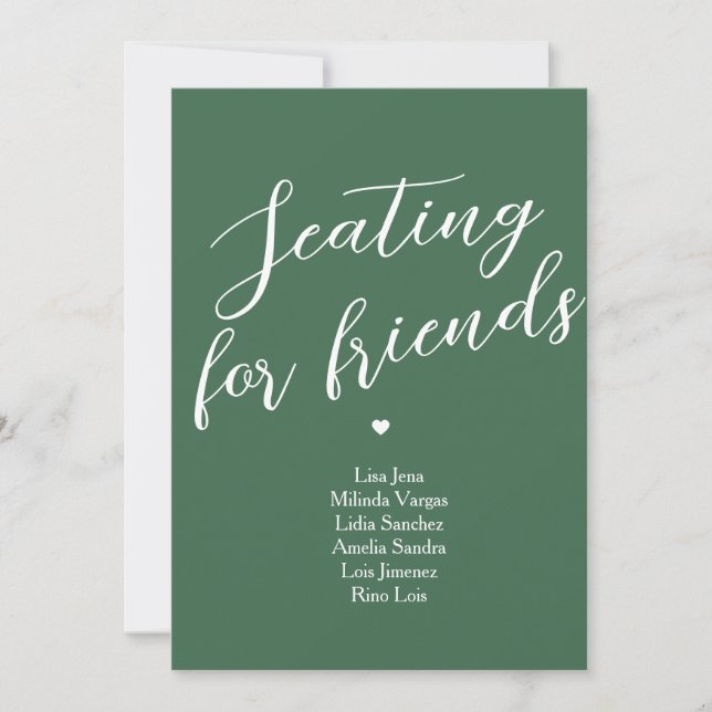 Minimalist  Emerald Green Table Seating Friends Invitation (Front)