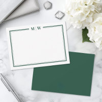 Minimalist Emerald Green Two Border Monogram