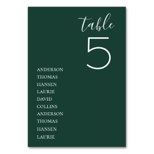 Minimalist Emerald Green Wedding Table Table Number