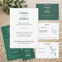 Minimalist Emerald Small 2 RSVP Card | QR Code