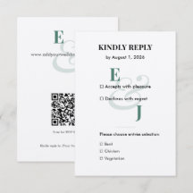 Minimalist Emerald Small RSVP Card | QR Code