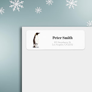 Minimalist Emperor Penguin and baby return address Label